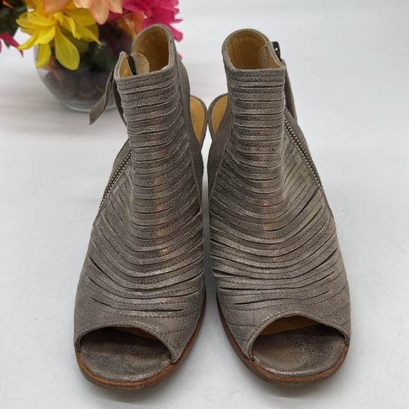 Paul Green Stylish Gray Peep-Toe Leathr Ankle Boots Size 5 MCH9112 - Picture 2 of 8